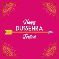 happy dussehra festival poster with letterign and arrow vector