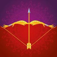 happy dussehra festival poster with arch in purple and red background vector