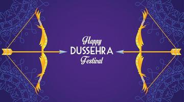 happy dussehra festival poster with archs in purple background vector