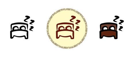contorno y colores y símbolos retro del sueño en la cama vector