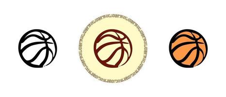 Basketball outline and colors and retro symbols
