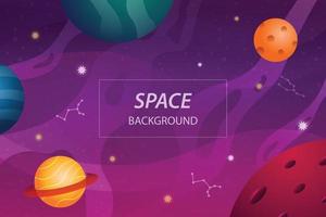 open space background banner with colorful planets and star vector