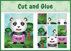 Children board game cut and glue with a cute panda using pants vector