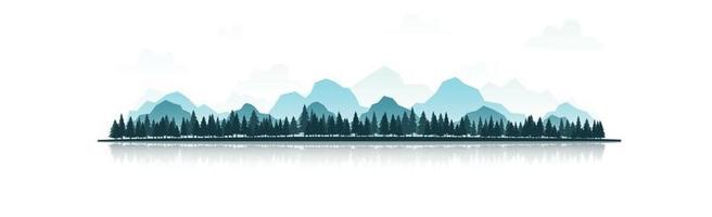 Realistic mountain panorama with dense forest vector