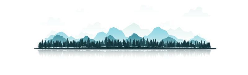 Realistic mountain panorama with dense forest