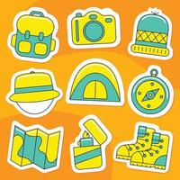 Camping Sticker Pack in Flat Design Style vector
