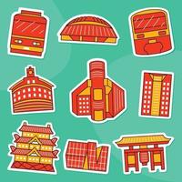 Tokyo Sticker Pack in Flat Design Style vector