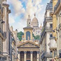 Sacred heart viewed from Rue Laffitte street in Paris photo
