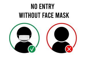 No entry without face mask sign No face mask no entry Icon Warning sign vector