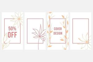 Elegant abstract background Social media banner template Botanical vector set Floral drawing with abstract shape