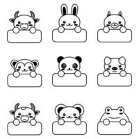 doodle dibujos animados estilo gracioso bebé niños imprimir kawaii animal vector