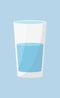 Vaso de agua diseño plano aislado sobre fondo azul. vector