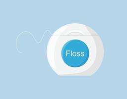 Oral and teeth care Floss isolated on blue background Dental hygiene Flat style vector illustration