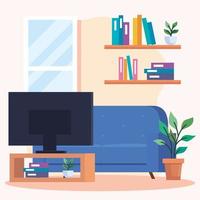 home couch and tv vector design