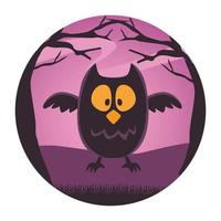 tarjeta de feliz halloween con búho pájaro volando vector