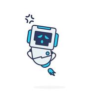 Robot cute character simple pose angry vector