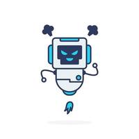 Cute robot smile angry simple pose character illustration vector