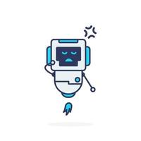 Robot cute character illustration curious angry simple pose vector