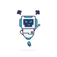 Very angry robot illustration cute character simple pose vector