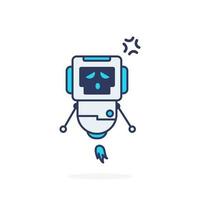 Simple robot cute character angry illustration vector