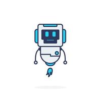 robot lindo personaje pose feliz sonrisa mascota vector