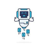 rocket message robot cute character simple illustration vector