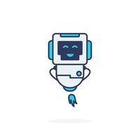 Robot laugh cute pose happy mascot character vector