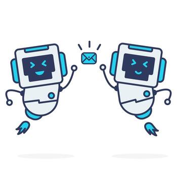 two robot simple character win message cute character illustration vector