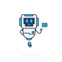 cute robot character with message happy smile cute character vector