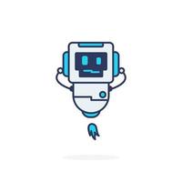 pose simple mascota personaje robot linda feliz vector