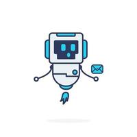 curious robot cute character simple pose with message illustration vector