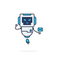 rocket message robot cute character simple illustration vector