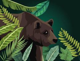 gran oso animal en la escena del paisaje vector