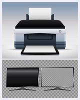 printer hardware machine and monitor computer devices vector