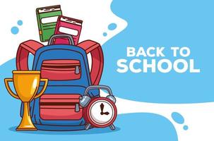 back to school lettering with schoolbag and icons vector