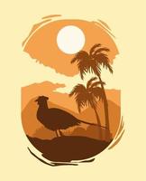 wild pheasant bird silhouette in the landscape scene vector