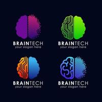 digital brain tech logo template vector icon