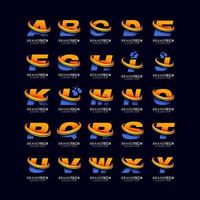 Logotipo de paquete de letras del alfabeto creativo con swoosh en estilo de color degradado vector