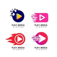 play media logo design template vector