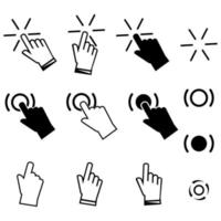 Black flat touch vector icons set