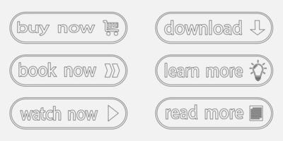 Web black outline buttons vector