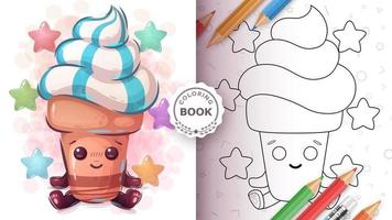 Ice cream coloring book vector