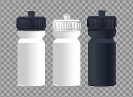 thermoplastics water bottles branding icons vector
