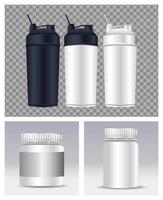 thermoplastics water bottles branding icons vector