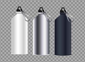 iconos de marca de botellas de agua de aluminio vector