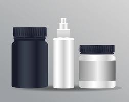 productos de macetas y botella de salpicadura marca iconos aislados vector