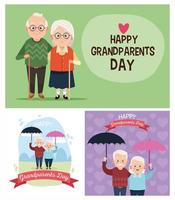 group of cute grandparents couples avatars characters vector