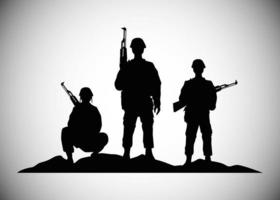 military soldiers with guns silhouettes figures icons vector