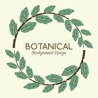 tropical leafs in circular frame and lettering botanical background design vector