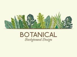 hojas tropicales y diseño de fondo botánico de letras vector